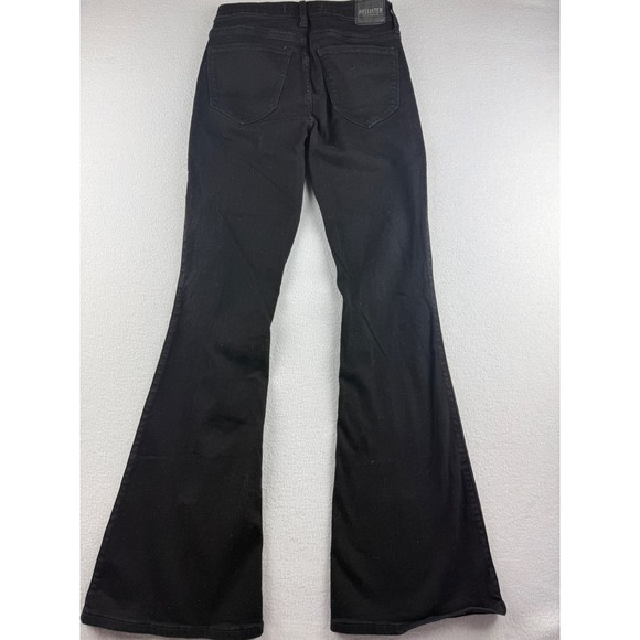 Hollister High Rise Flare Jeans Black Front Slit Soft Stretch 9L W29 L33 - Picture 2 of 8